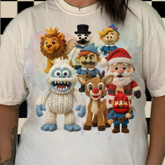 Vintage Christmas Crochet Ready to Press DTF Transfer (Fabrics only)
