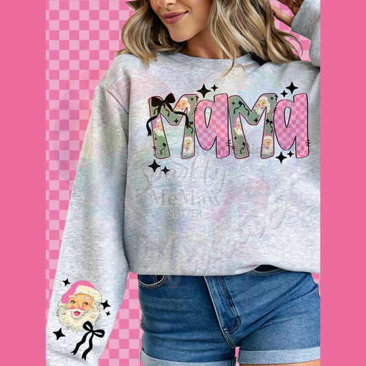 Pink Santa Mama Ready to Press DTF Transfer (Fabrics only)