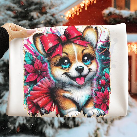 Puppy Christmas Love 3 Ready to Press DTF Transfer (Fabrics only)