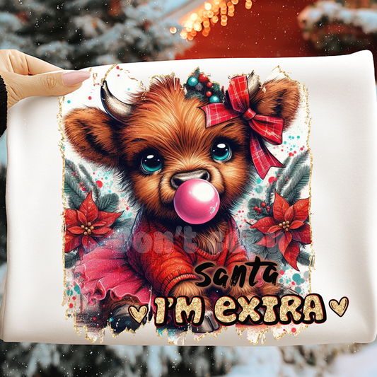 Santa I'm Extra Ready to Press DTF Transfer (Fabrics only)