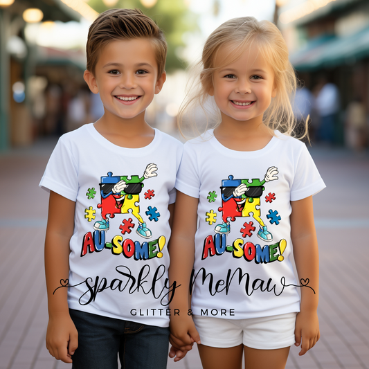 Ausome- Puzzle Piece Ready to Press DTF Transfer (Fabrics only)