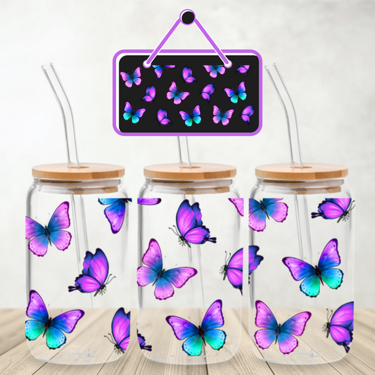 Colorful Butterfly UV Decal Set (16 oz wrap)