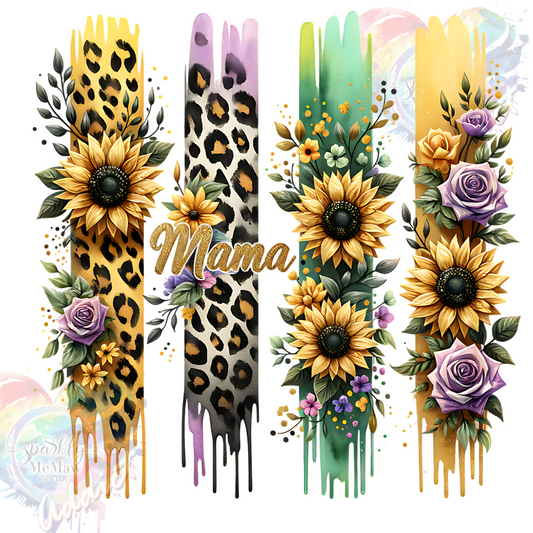 MAMA FLORAL  Brushstrokes Sheet  UV DTF 8x8
