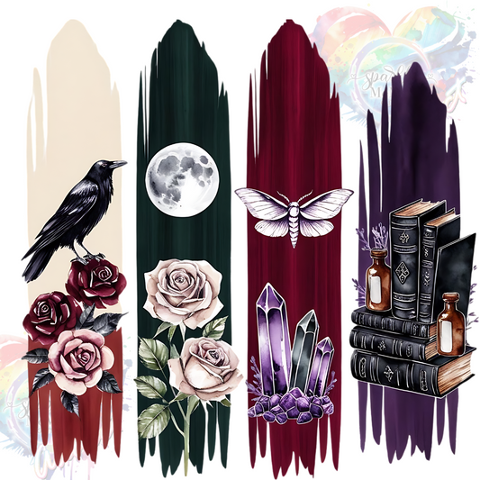 Gothic Books Brushtrokes Sheet  UV DTF 8x8