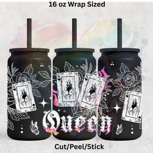 Queen of hearts  UV  DTF 16 Oz wrap