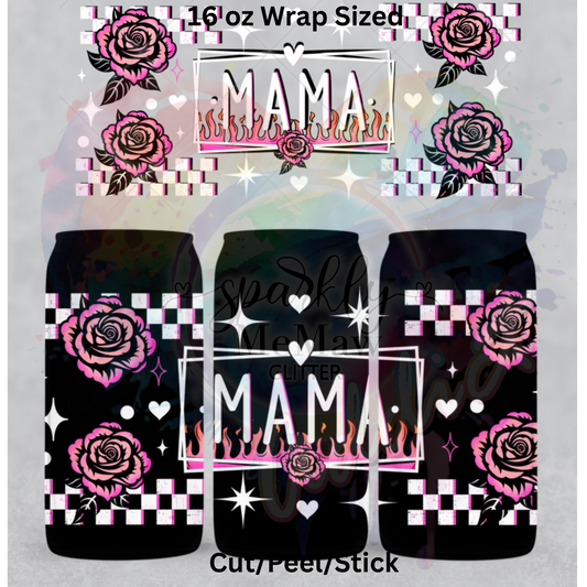 Mama Pink Roses UV  DTF 16 Oz wrap