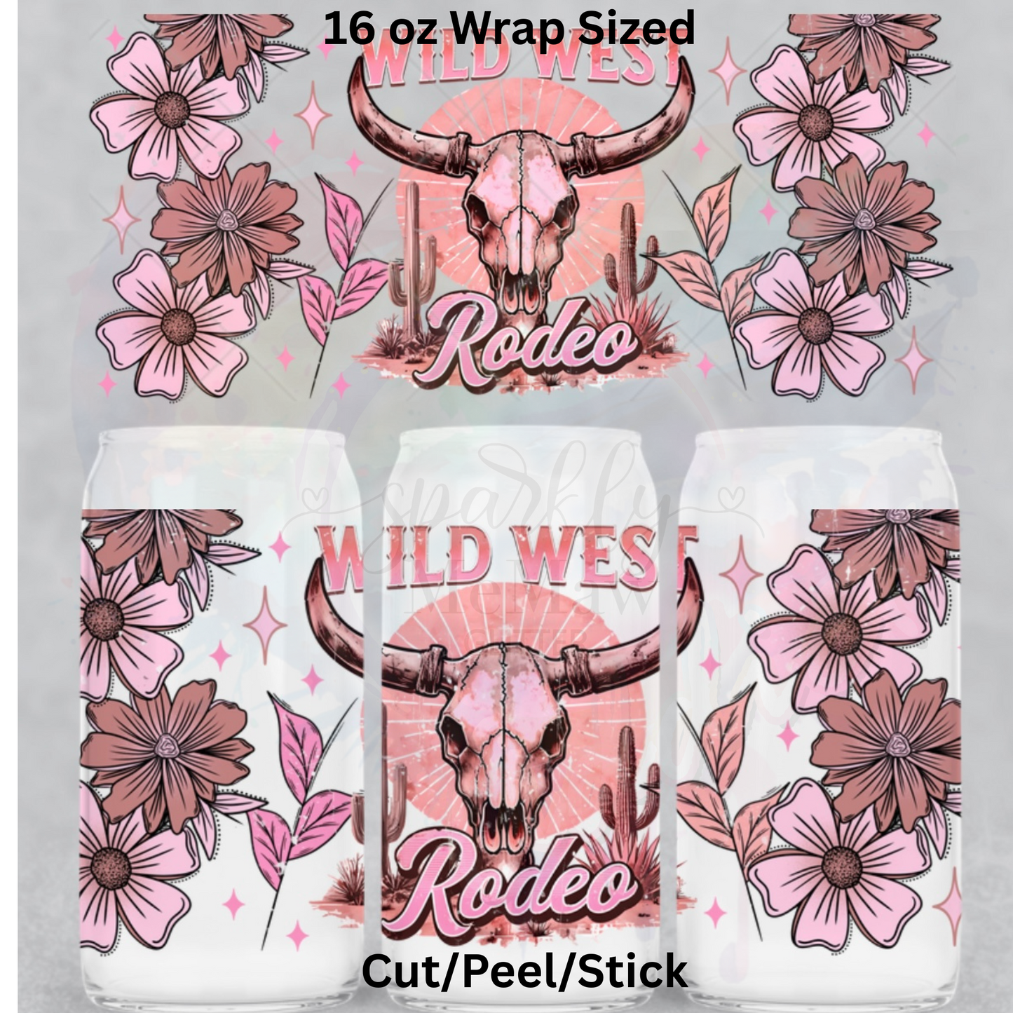 Wild West Rodeo Flowers UV DTF 16 Oz wrap