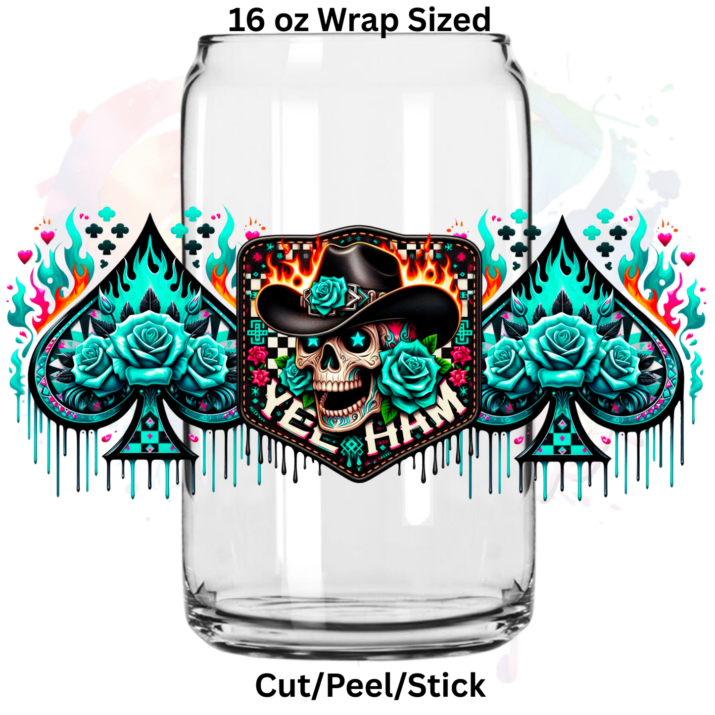 Fire Skull 1 UV DTF 16 Oz wrap