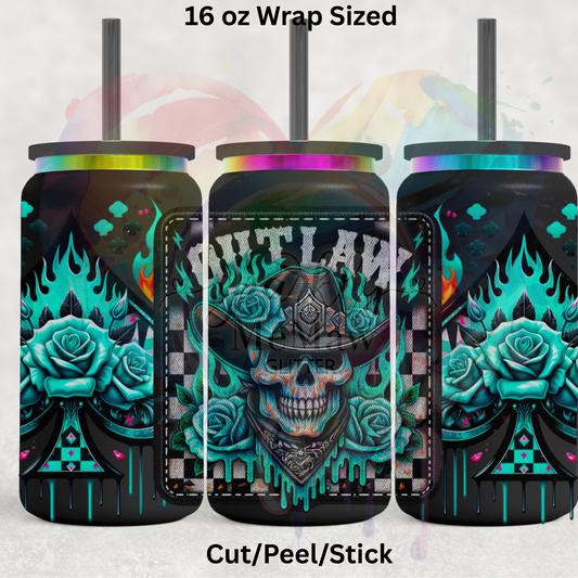 Outlaw Skull  UV  DTF 16 Oz wrap