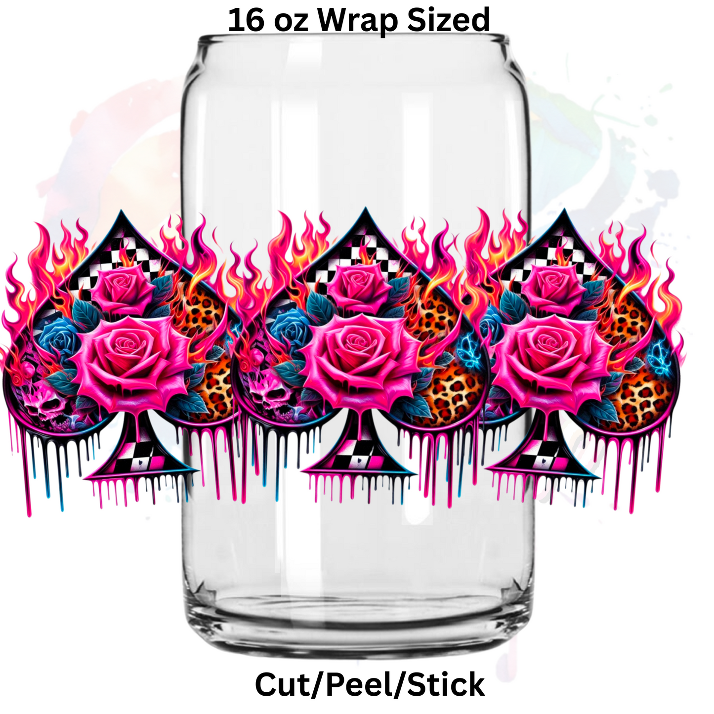 Roses and Fire 1 UV DTF 16 Oz wrap