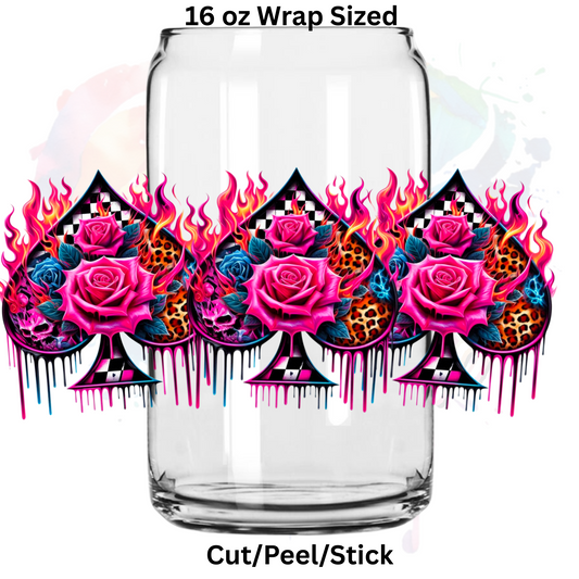 Roses and Fire 1  UV  DTF 16 Oz wrap