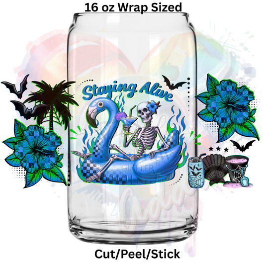 Staying Alive blue UV  DTF 16 Oz wrap