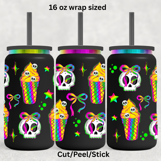 Ghost N ice cream UV  DTF 16 Oz wrap