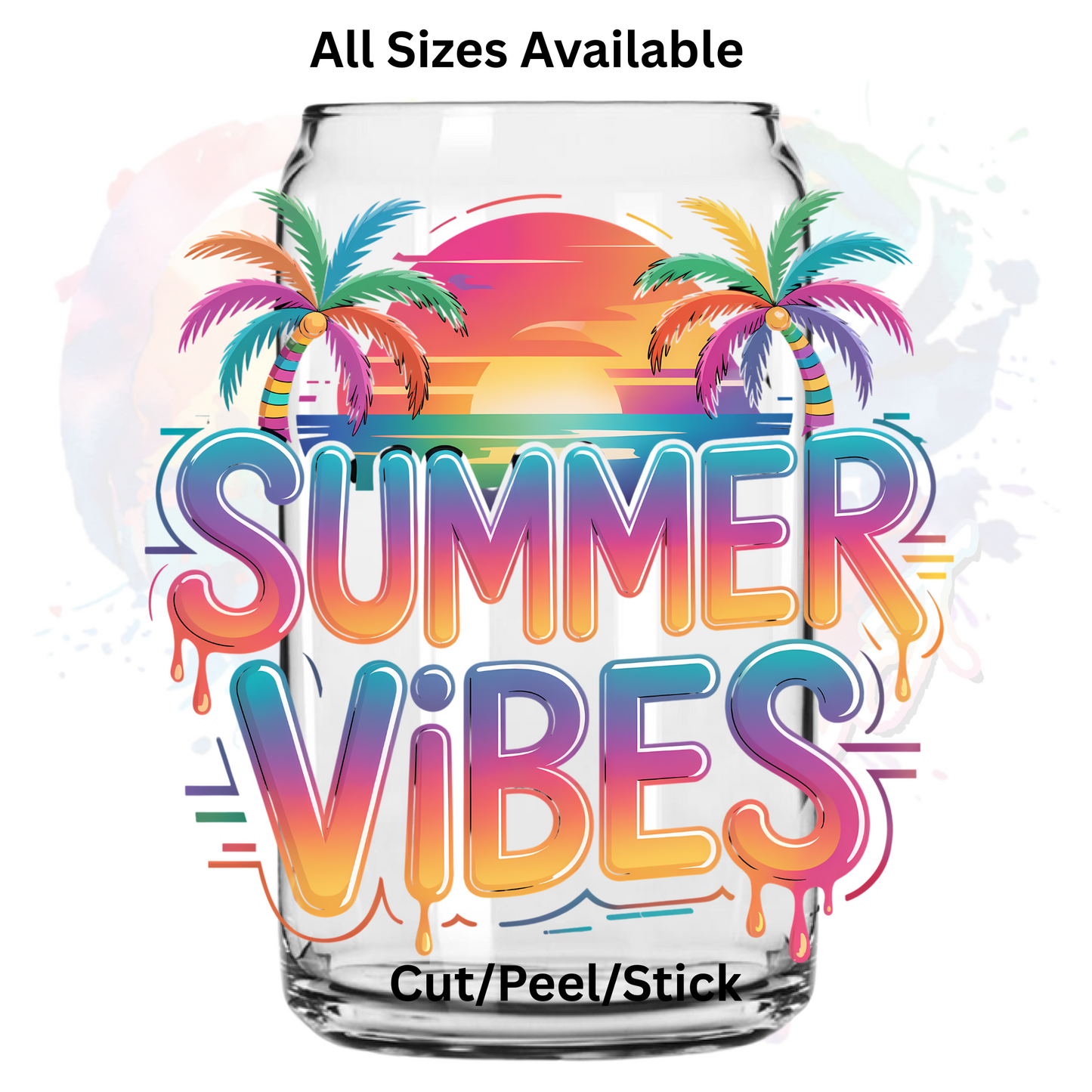 Summer Palm Trees Vibe UV DTF Decal