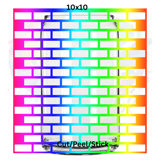 Rainbow  Bricks UV DTF  Sheet 10x10