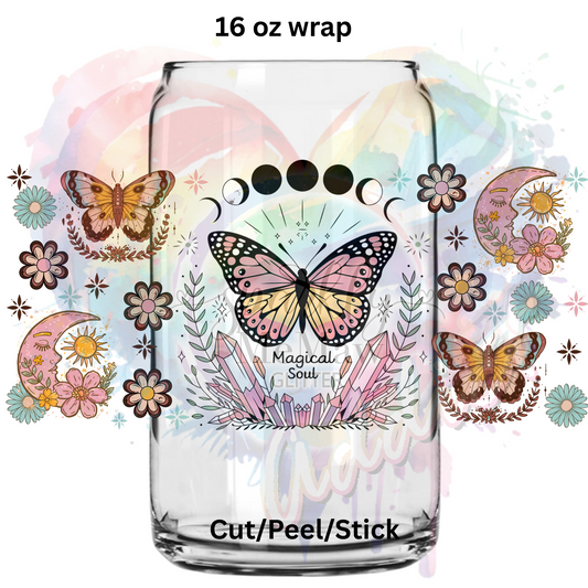 Magical Soul Butterflies  UV  DTF 16 Oz wrap