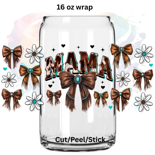 Mama Fringe Bow UV  DTF 16 Oz wrap