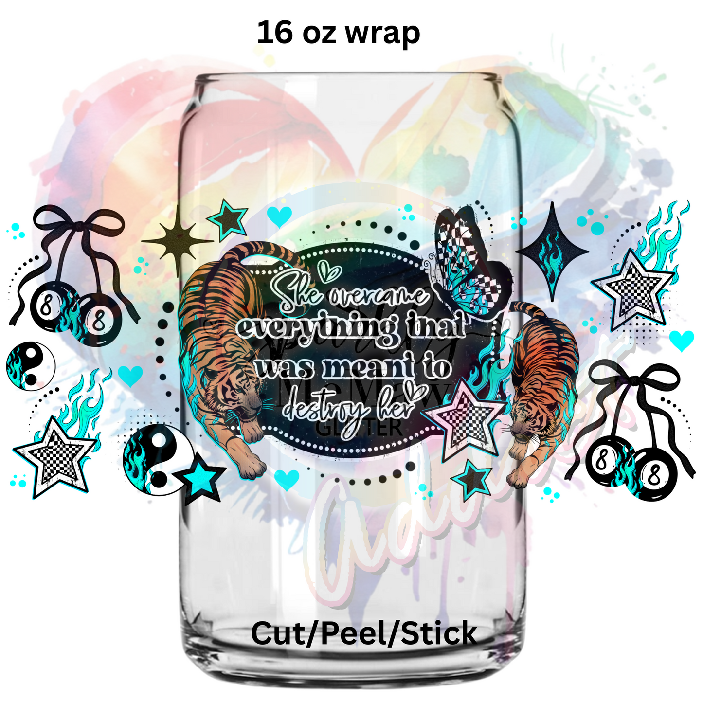 She Overcame 2 UV  DTF 16 Oz wrap