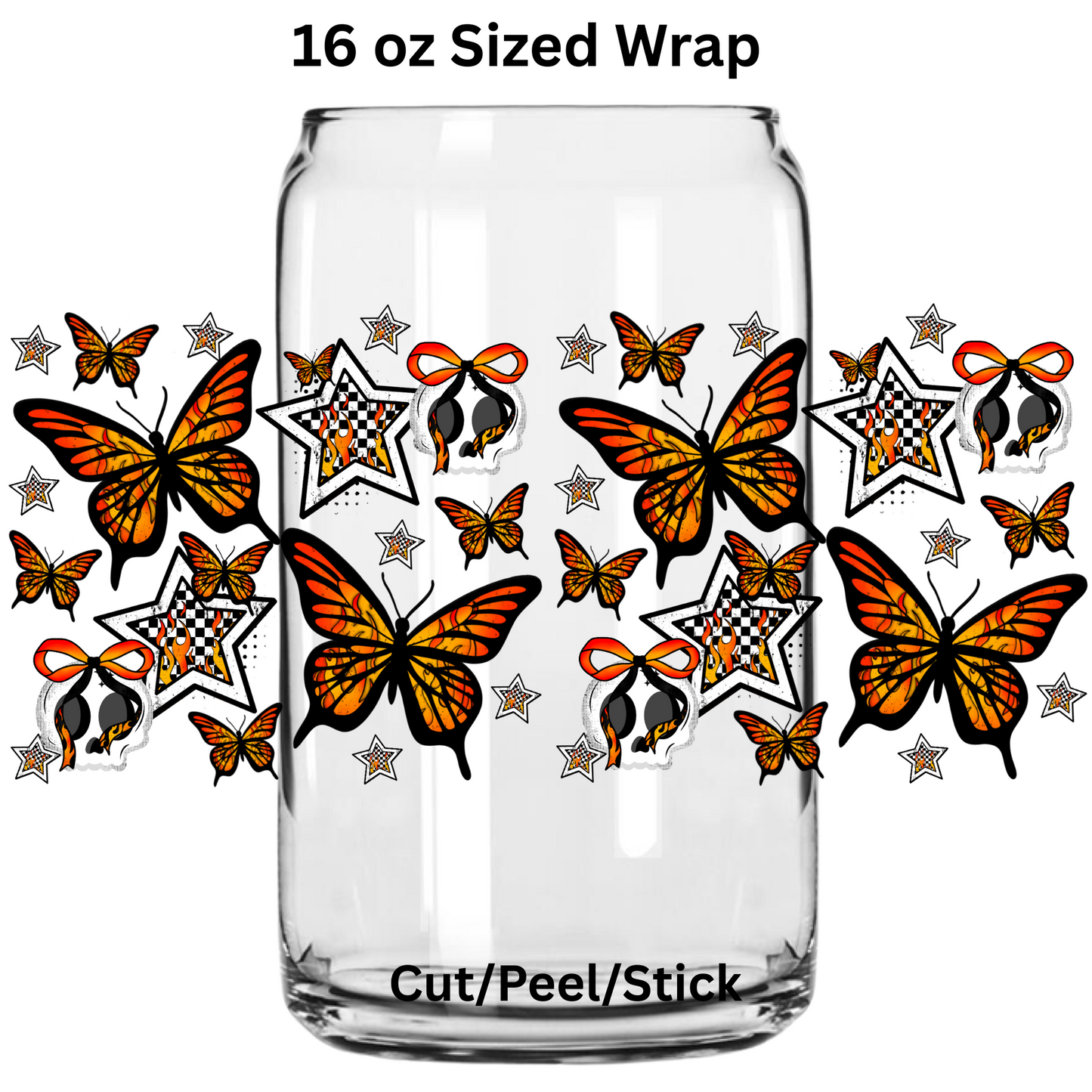 butterflies and stars UV DTF 16 Oz wrap