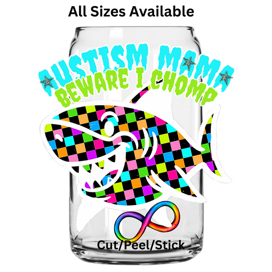 Autism Mama chomp UV DTF Decal