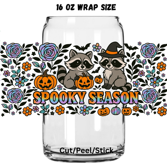 Spooky Season racoon UV  DTF 16 Oz wrap