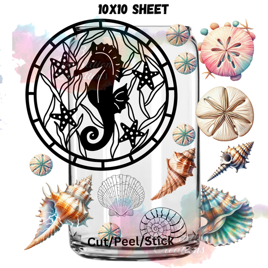 Seahorse Stencil  UV DTF  Sheet 10x10