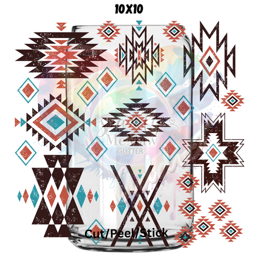 Aztec Western Distressed UV DTF  Sheet 10x10