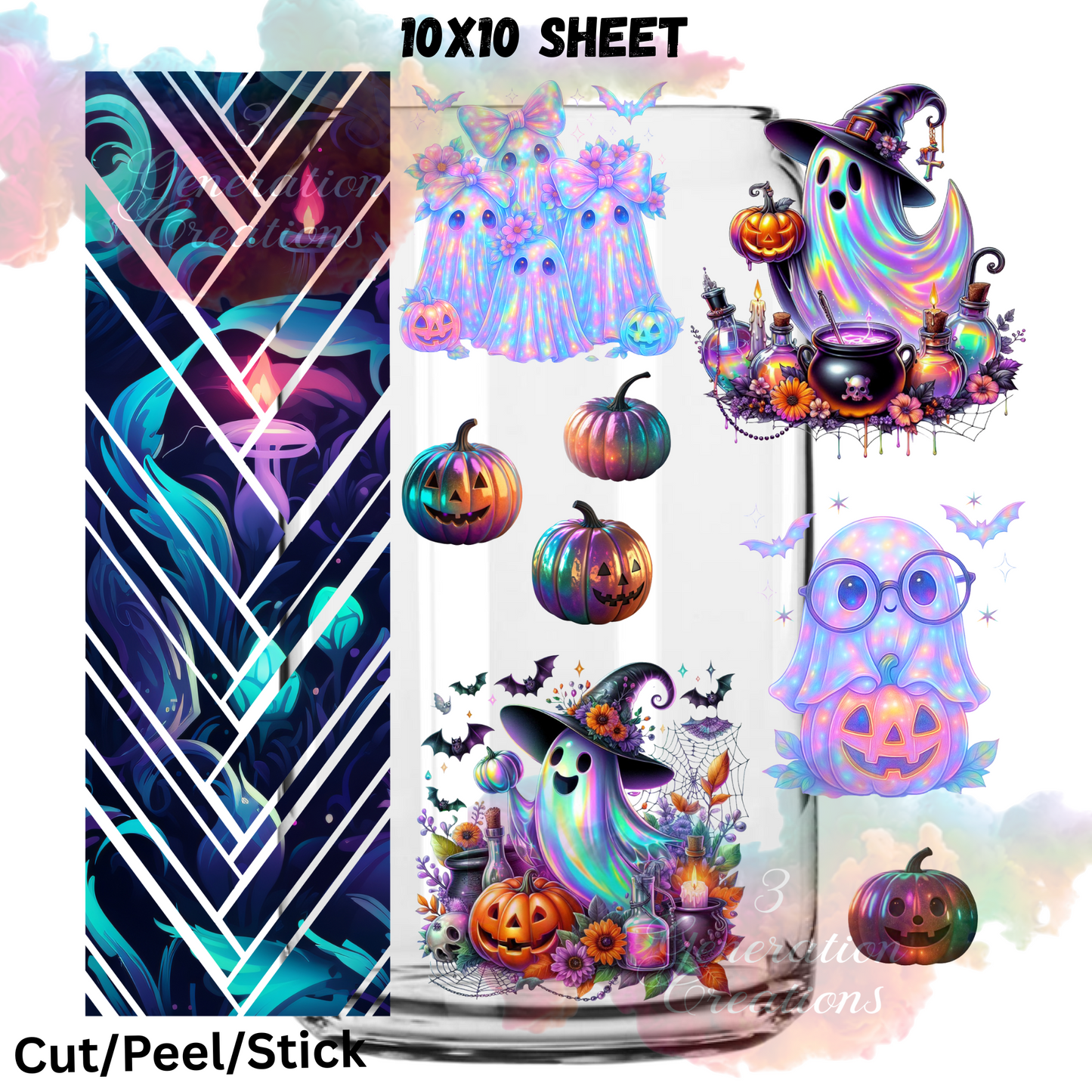 Iridescent Ghost Twisted UV DTF Sheet 10x10(robin design)