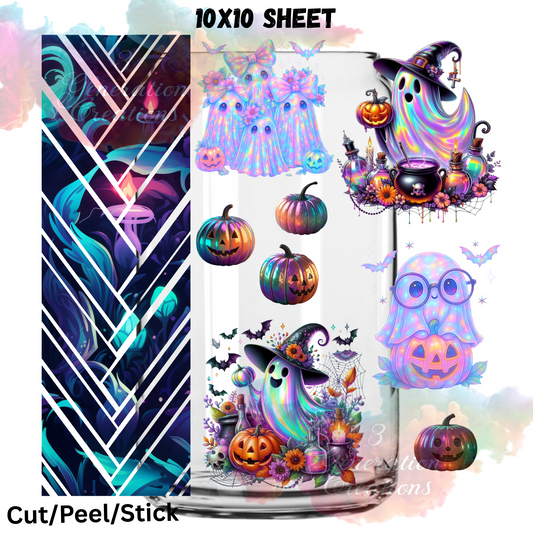 Iridescent Ghost Twisted  UV DTF  Sheet 10x10(robin design)