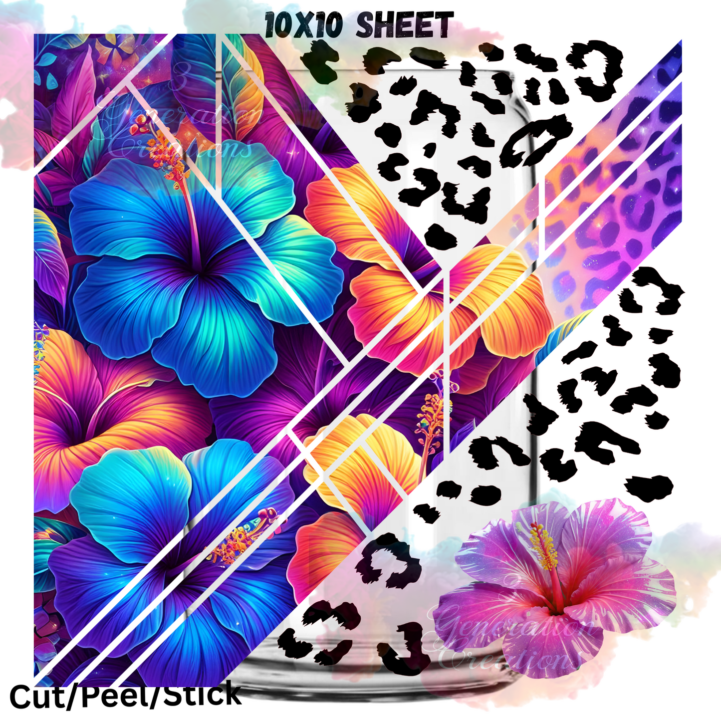 Hibiscus Leopard UV DTF Sheet 10x10 (Robin Design)