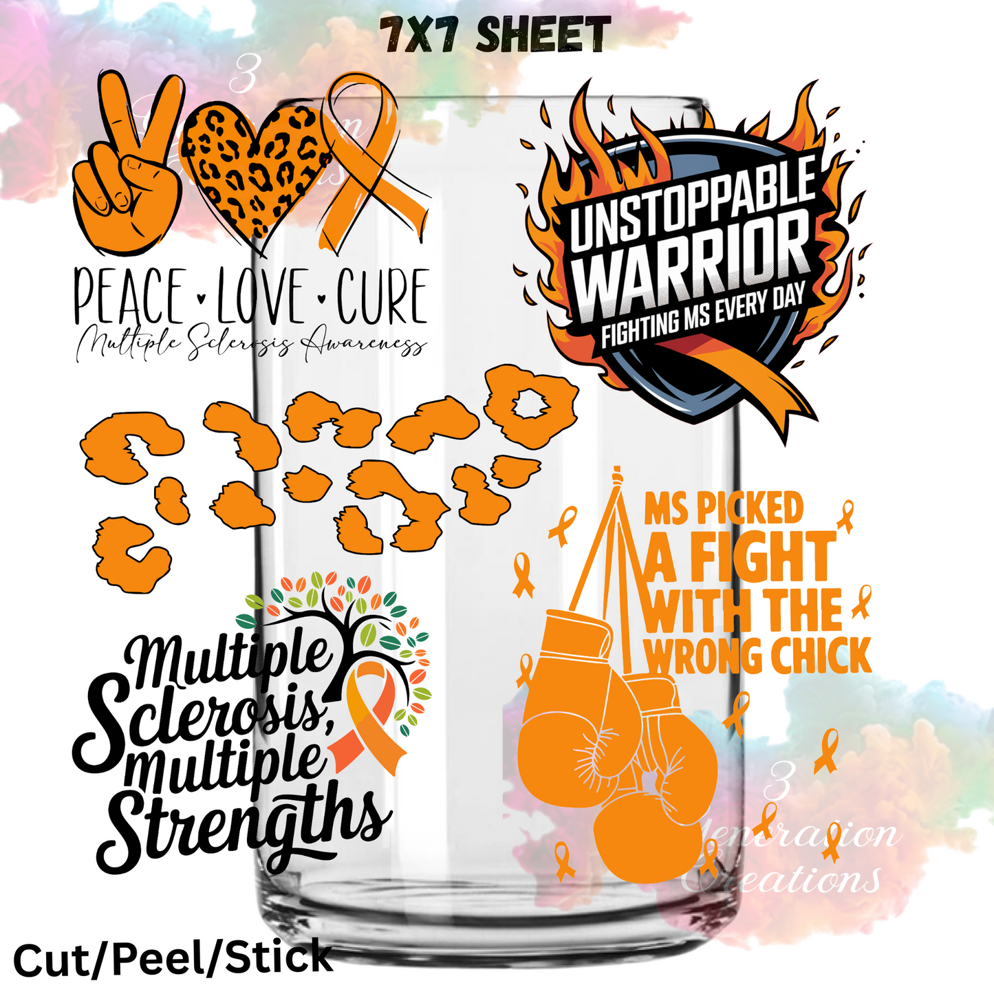 MS Awareness UV DTF Sheet 7x7 (Robin Design)