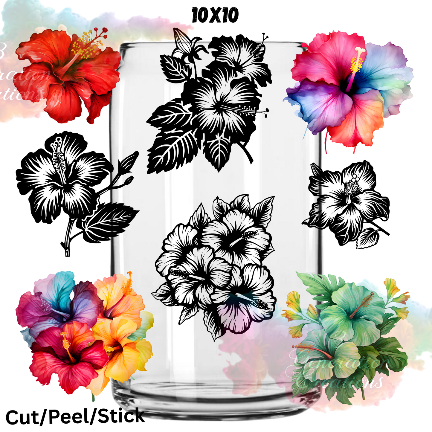 Hibiscus UV DTF Sheet 10x10 (Robin Design)