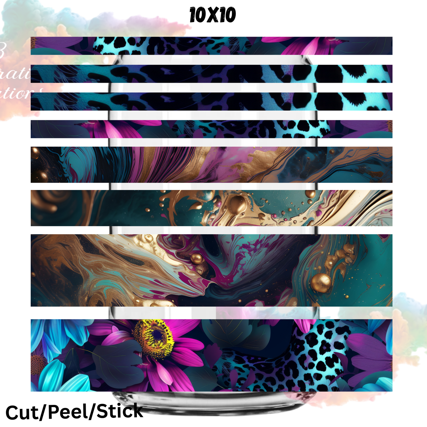 Purple Floral Leopard UV DTF Sheet 10x10 (Robin Design)