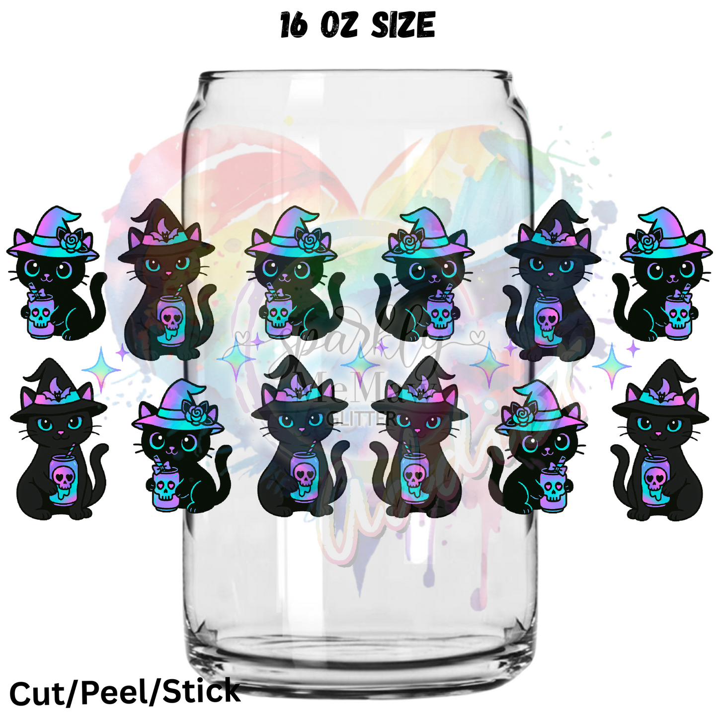 Black Cat Spooky UV DTF 16 Oz wrap