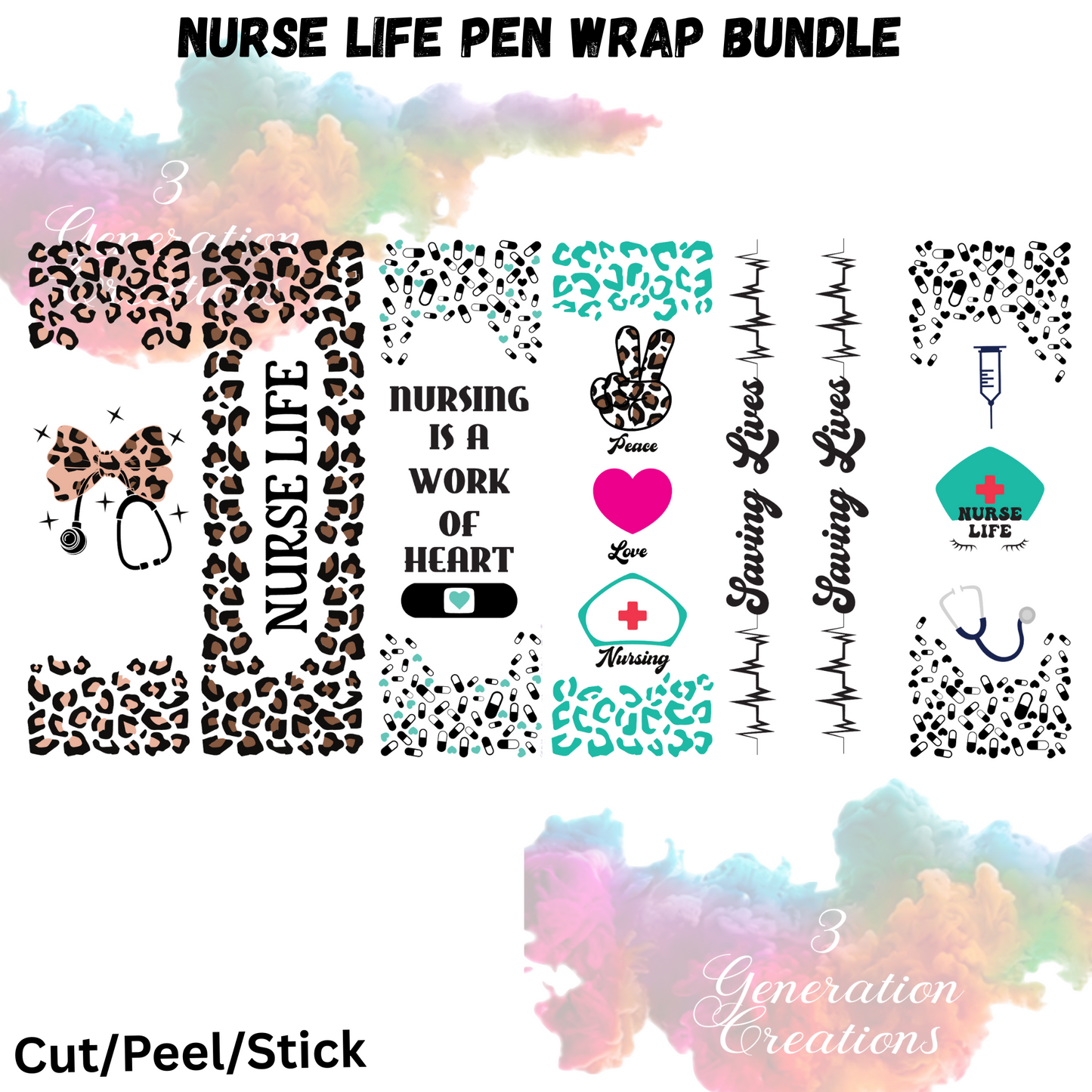 Nurse Life Pen Wrap bundle UV DTF (Robin Design)
