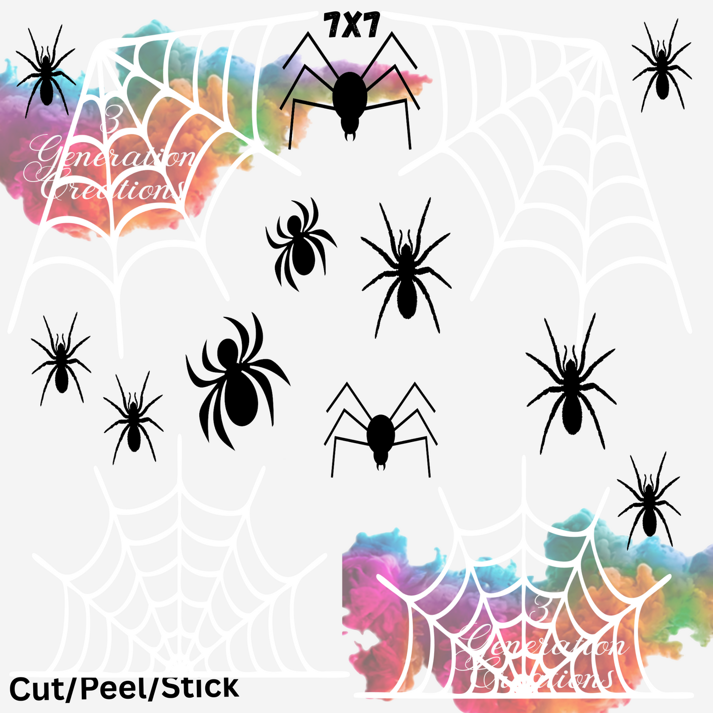 Spider Webs and Spiders UV DTF Sheet 7x7 (Robin Design)
