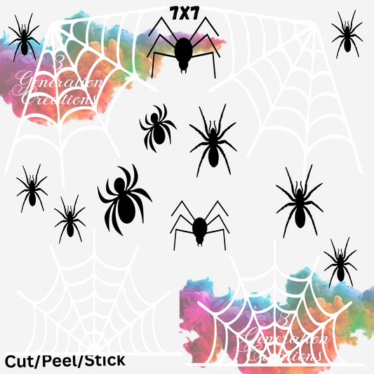 Spider Webs and Spiders UV DTF  Sheet 7x7 (Robin Design)
