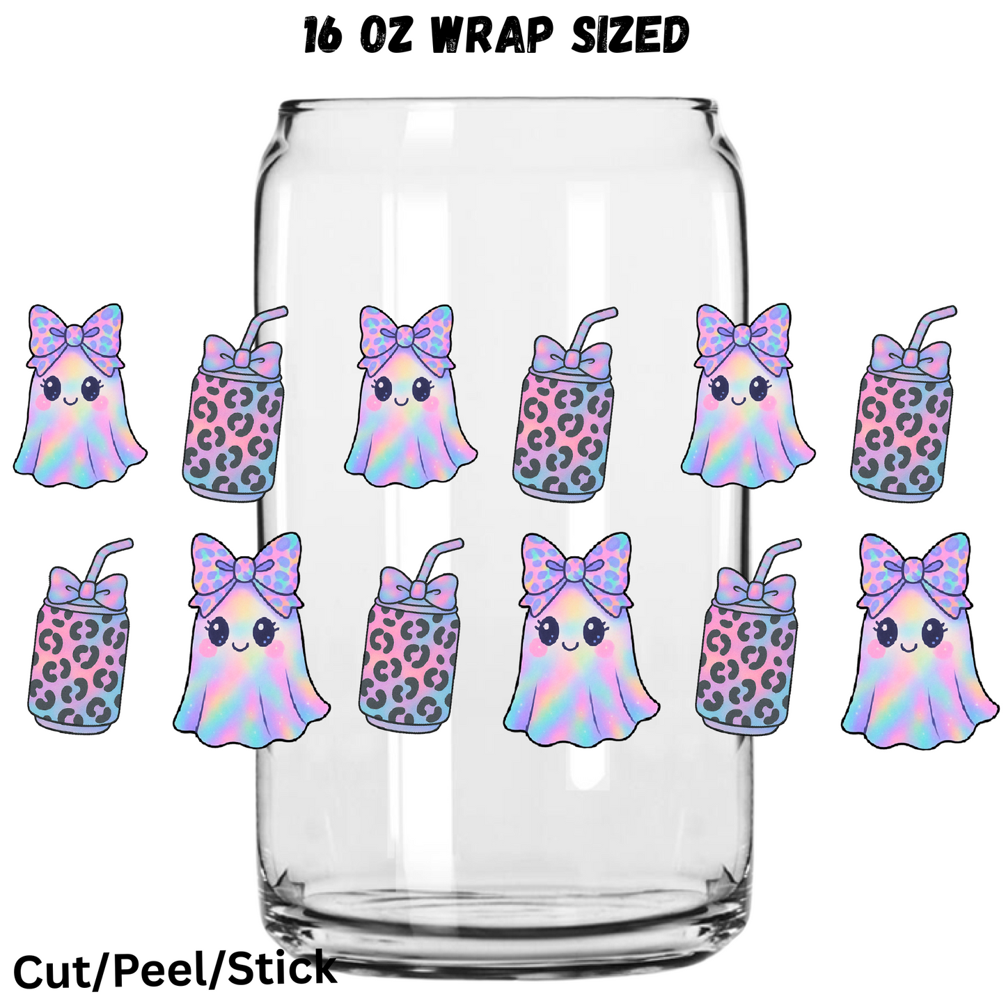Bow Ghost Drink UV DTF 16 Oz wrap