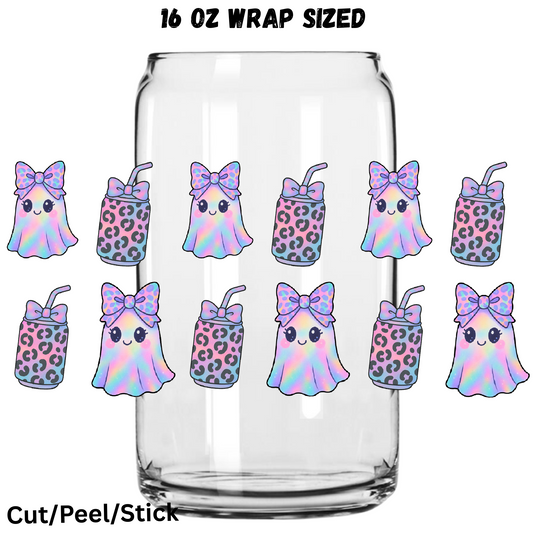 Bow Ghost Drink UV  DTF 16 Oz wrap