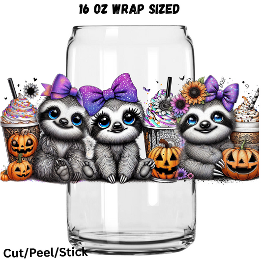 Sloth Halloween  UV  DTF 16 Oz wrap