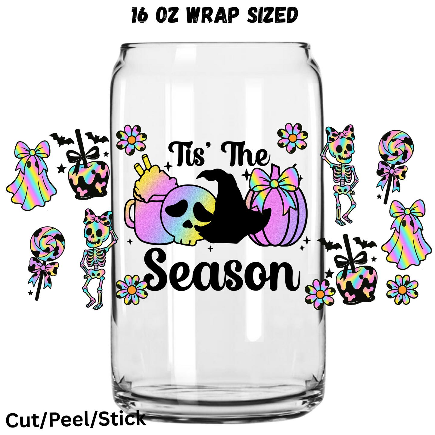Tis the season iridescent UV DTF 16 Oz wrap