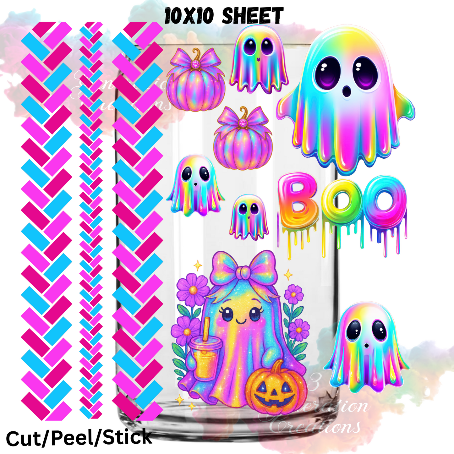 Herringbone Iridescent Ghost UV DTF Sheet 10x10 (Robin Design)