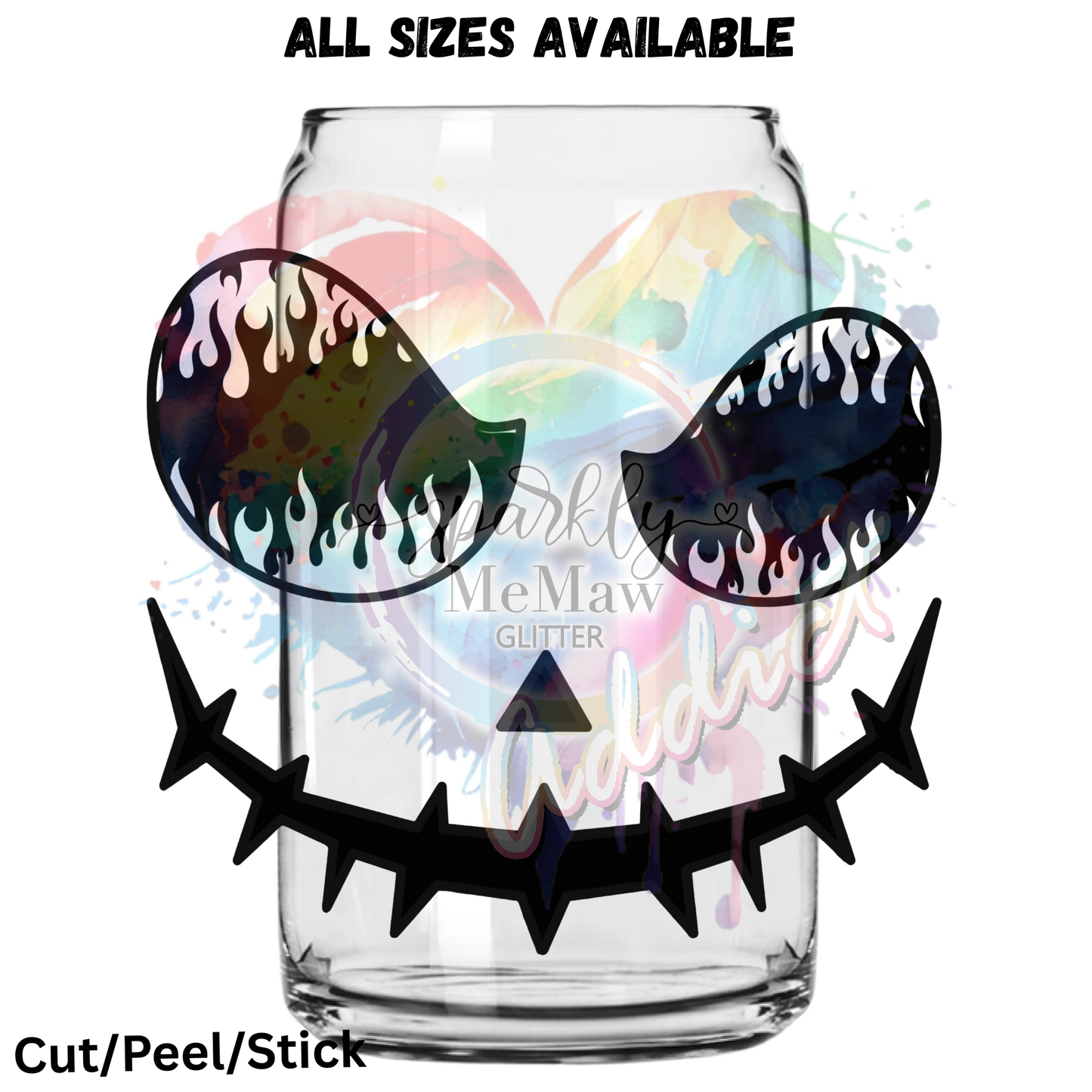 Flame Pumpkin Black UV DTF Decal