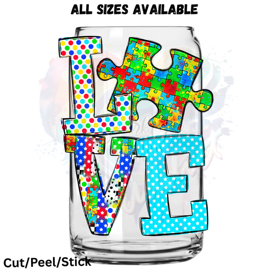 Autism Love 2  UV DTF Decal