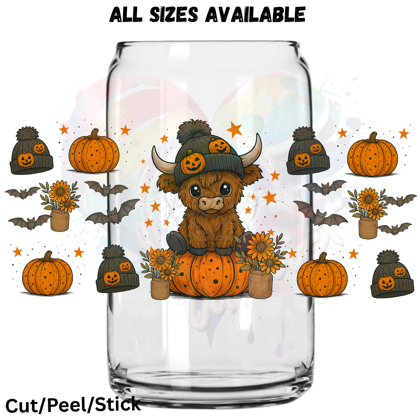 Pumpkin Cow 1 UV DTF 16 Oz wrap
