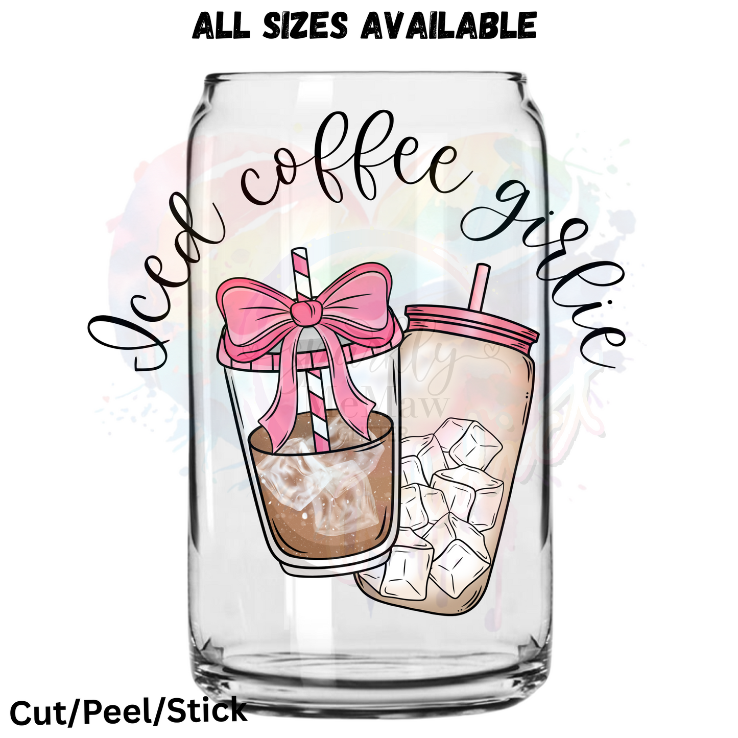 Iced Coffee Girlie UV DTF Decal