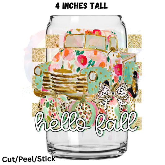 Hello Fall Truck  UV DTF Decal 1$ Deal