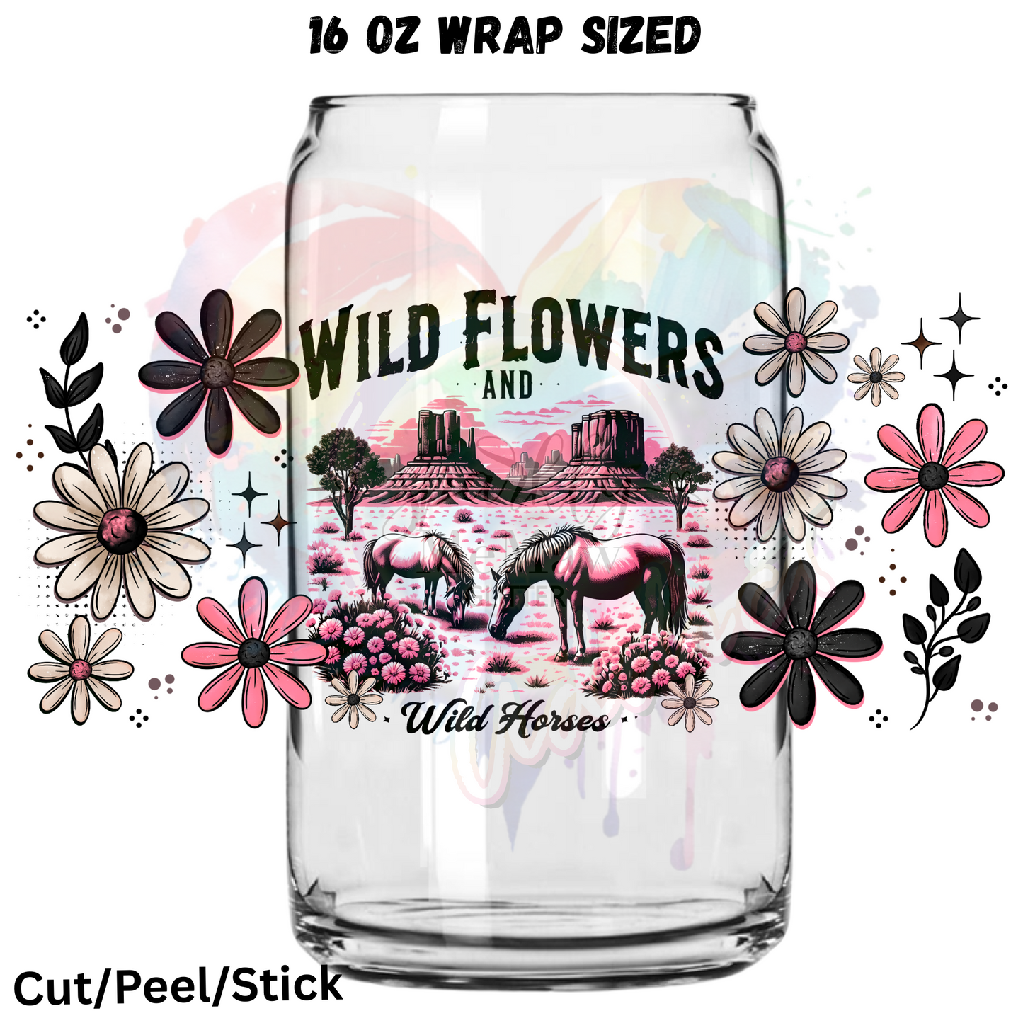 Wild Flowers and Wild Horses UV DTF 16 oz Wrap 1$ Deal