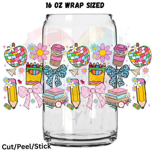 School Crayons n Bows  UV DTF 16 oz Wrap
