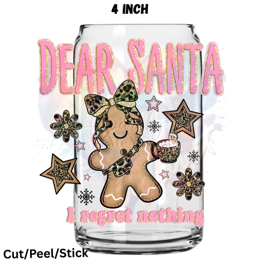 Pink Santa I regret Nothing UV DTF Decal